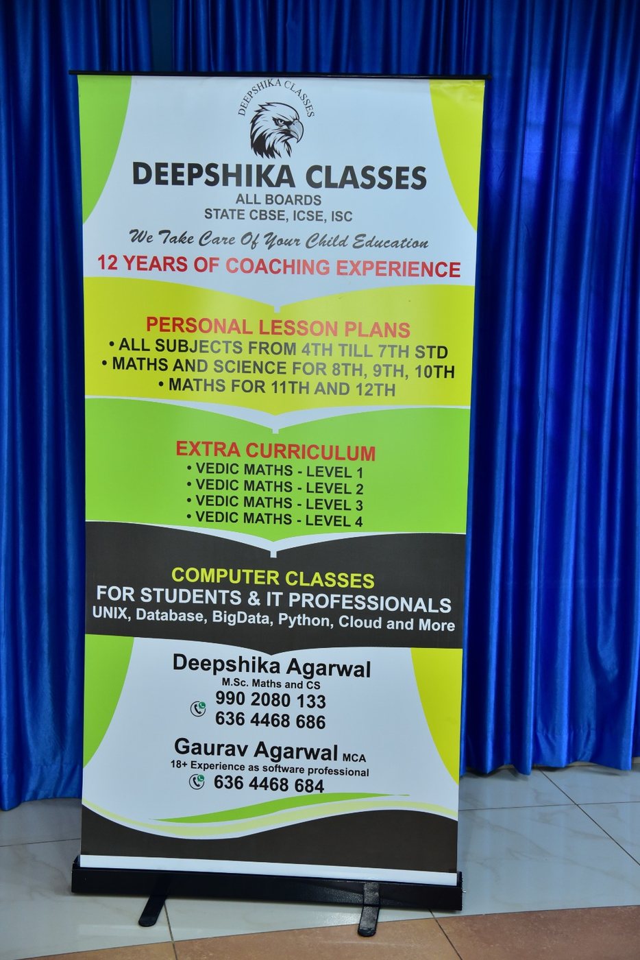 Sutrashikha Academy school coaching banner detailing grade-wise subjects